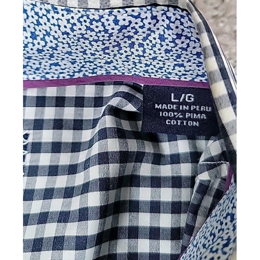 Tommy Bahama LARGE  Button Down Shirt BLUE& White‎ Checked, LOGO - Picture 5 of 11
